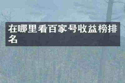 在哪里看百家号收益榜排名