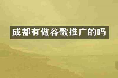 成都有做谷歌推广的吗