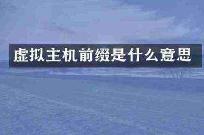 虚拟主机前缀是什么意思