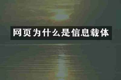 网页为什么是信息载体