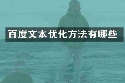 百度文本优化方法有哪些