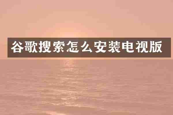谷歌搜索怎么安装电视版