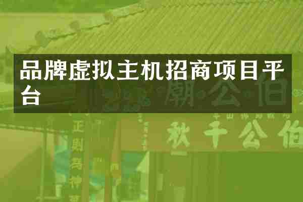 品牌虚拟主机招商项目平台