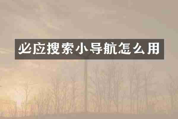 必应搜索小导航怎么用