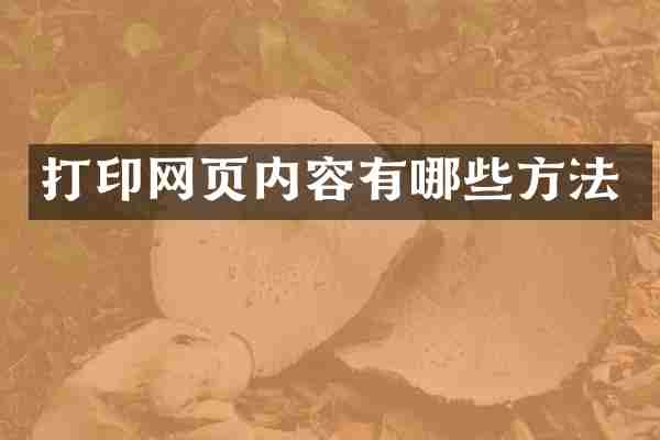 打印网页内容有哪些方法