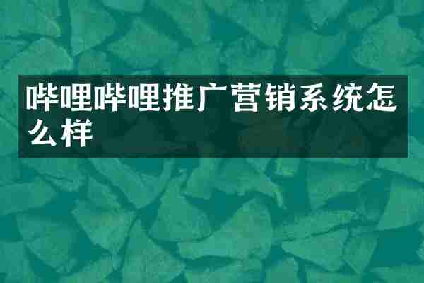 哔哩哔哩推广营销系统怎么样
