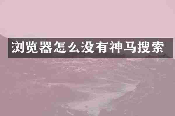 浏览器怎么没有神马搜索