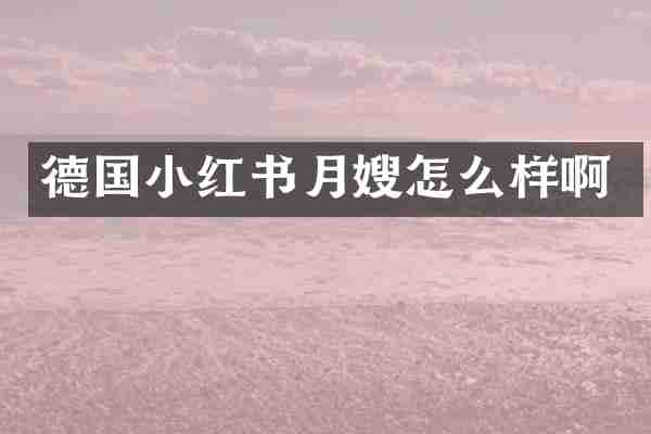 德国小红书月嫂怎么样啊