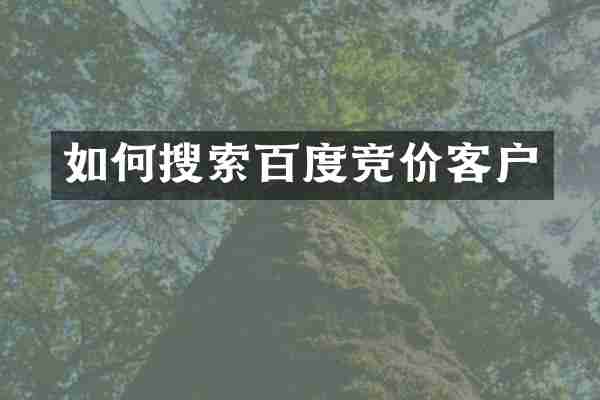 如何搜索百度竞价客户