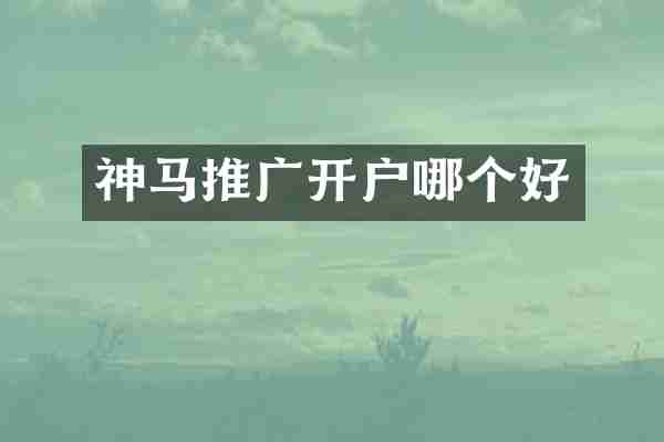 神马推广开户哪个好
