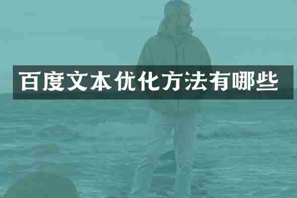 百度文本优化方法有哪些