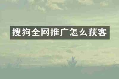 搜狗全网推广怎么获客