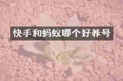 快手和蚂蚁哪个好养号