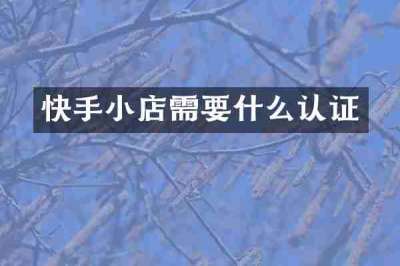 快手小店需要什么认证