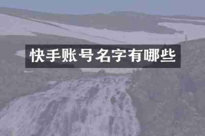 快手账号名字有哪些