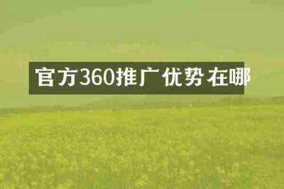 官方360推广优势在哪