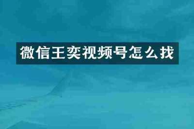 微信王奕视频号怎么找