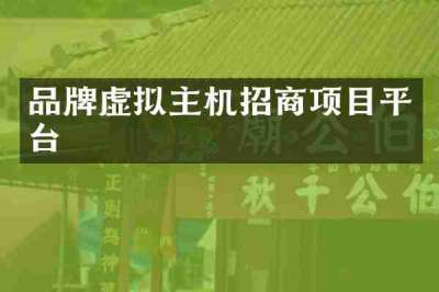 品牌虚拟主机招商项目平台