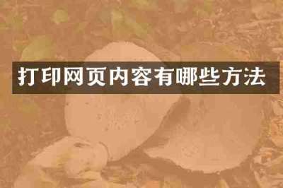 打印网页内容有哪些方法