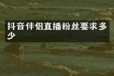 抖音伴侣直播粉丝要求多少
