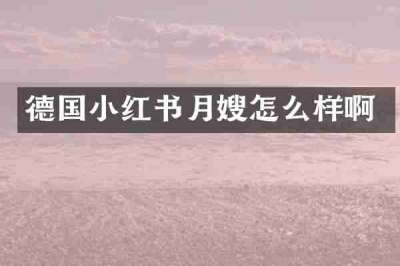 德国小红书月嫂怎么样啊