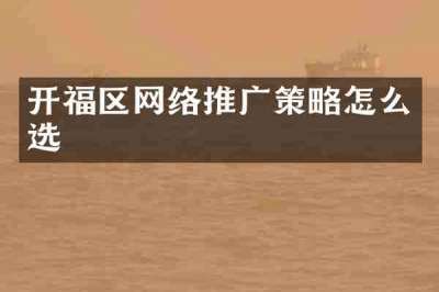 开福区网络推广策略怎么选