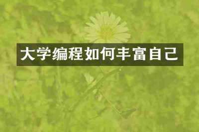 大学编程如何丰富自己