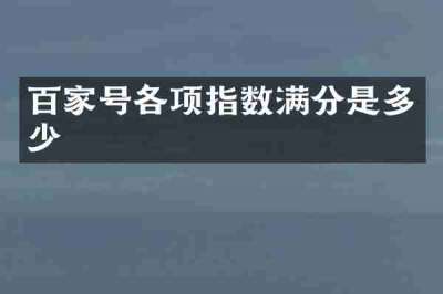 百家号各项指数满分是多少