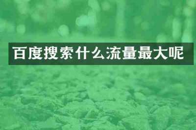 百度搜索什么流量最大呢