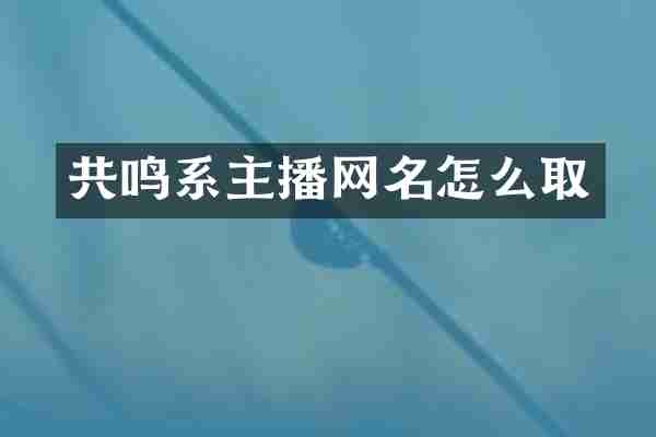 共鸣系主播网名怎么取