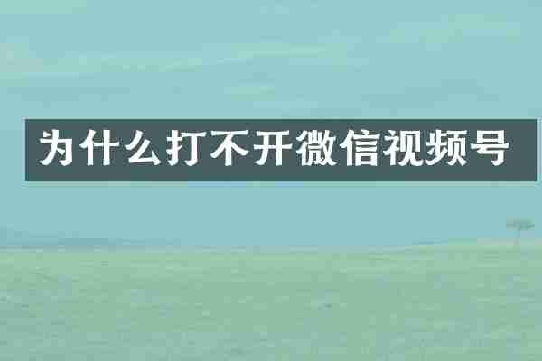 为什么打不开微信视频号