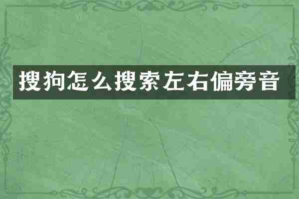 搜狗怎么搜索左右偏旁音