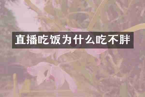 直播吃饭为什么吃不胖