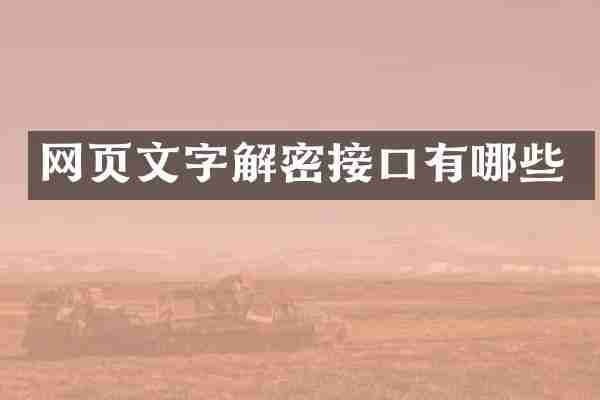 网页文字接口有哪些
