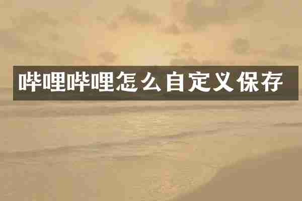 哔哩哔哩怎么自定义保存