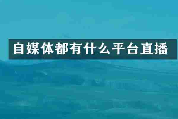 自媒体都有什么平台直播