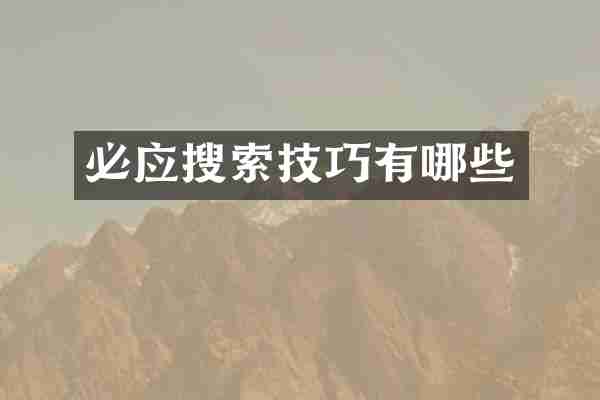 必应搜索技巧有哪些