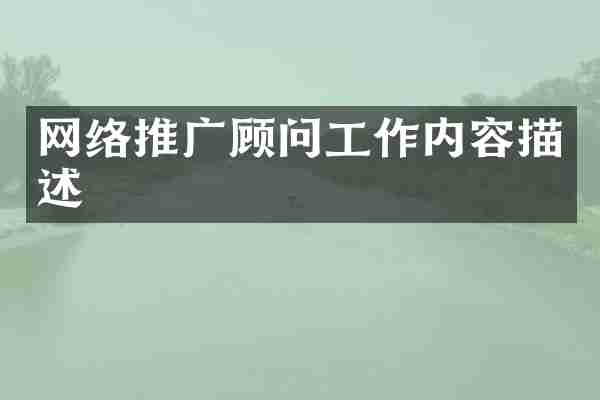 网络推广顾问工作内容描述