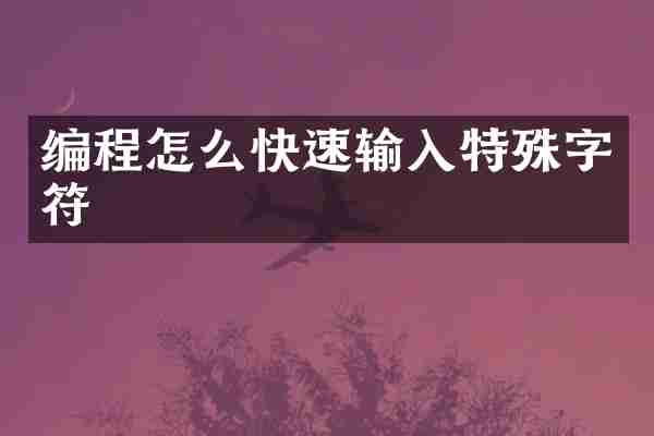 编程怎么快速输入特殊字符