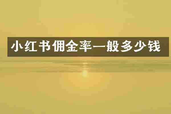 小红书佣金率一般多少钱