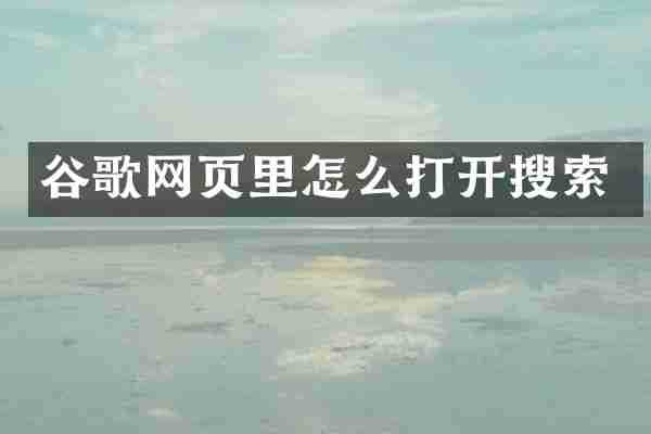 谷歌网页里怎么打开搜索