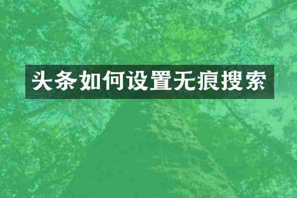 头条如何设置无痕搜索
