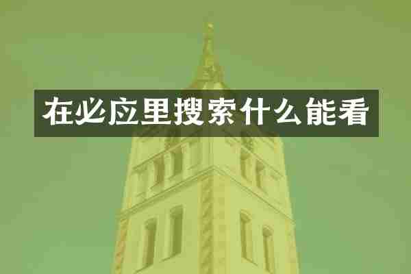 在必应里搜索什么能看