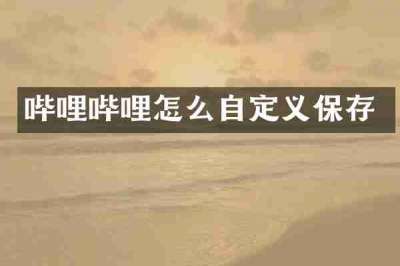 哔哩哔哩怎么自定义保存