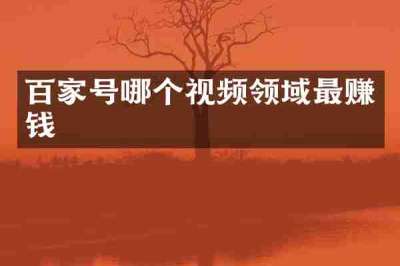 百家号哪个视频领域最赚钱