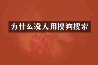 为什么没人用搜狗搜索