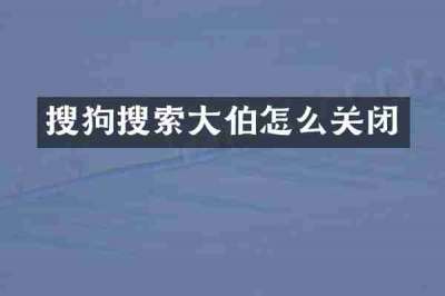 搜狗搜索大伯怎么关闭