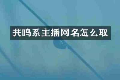 共鸣系主播网名怎么取