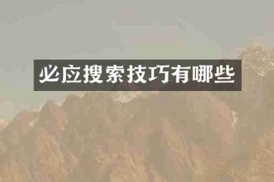 必应搜索技巧有哪些