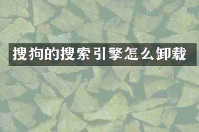 搜狗的搜索引擎怎么卸载